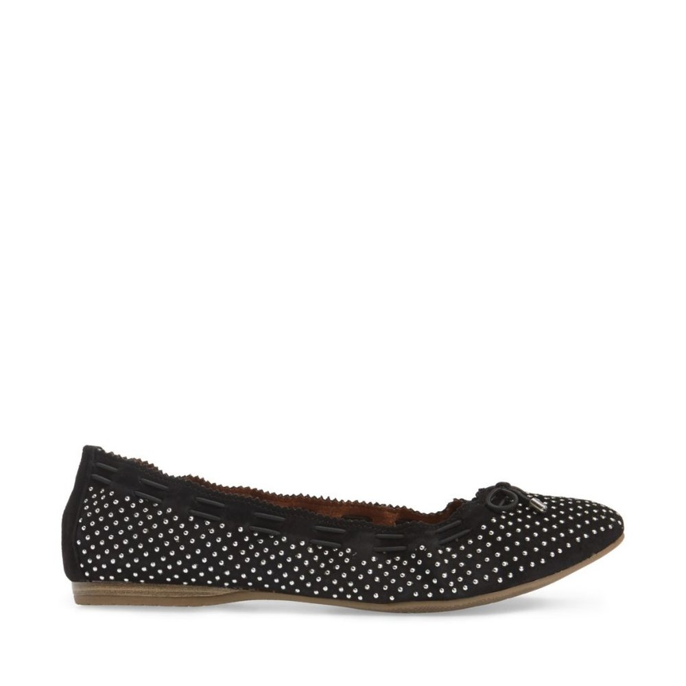 Tamaris NEW Ballerinas Flats Metallic Studs Shoe BLACK Suede Leather Womens 7.5 - Picture 5 of 17